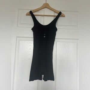 Zara Black Ribbed jumpsuit body suit size medium quoter button